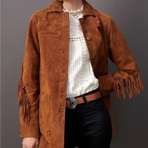 Anthropologie Pilcro Danae FRINGED SUEDE JACKET XL New Without Tags